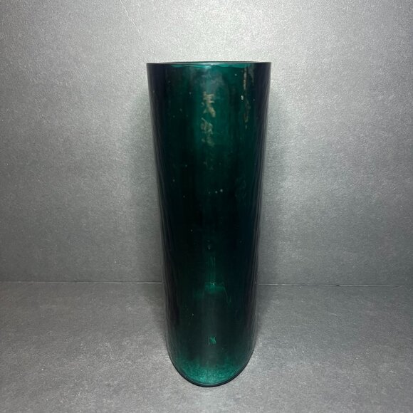 Vintage MCM Rare Skruf Sweden Green Glass Rectangular Oval Crown Label Vase 7" - Picture 5 of 8